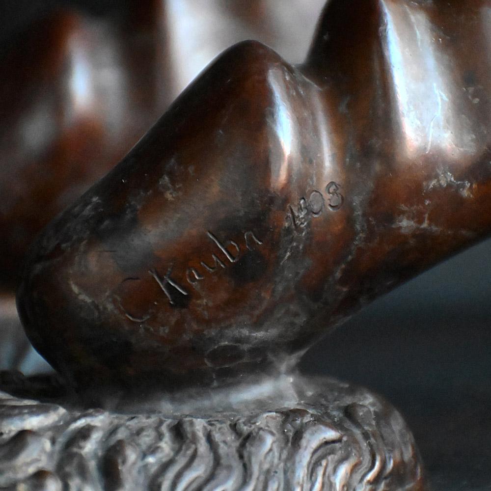 Phallus shaped bronze matched pair of cast door handles etched C. Kauna 1903 In Good Condition In London, GB