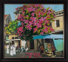 'Hang Be Street' Expressionist Everyday Street Scene with Women and Trees