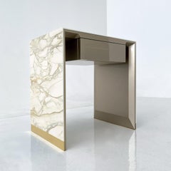 Phantom 60 Goldsnow Lacquer And Calacatta Oro High Bedside Table by Casa Casati