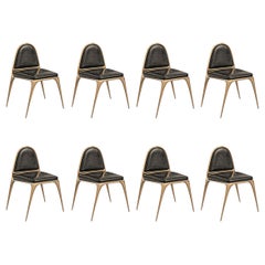 "Phantom" Chair, Set of Eight, with Bronze and Tailor Made Leather, Istanbul