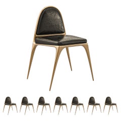 "Phantom" Chair, Set of Eight, with Bronze and Tailor Made Leather, Istanbul
