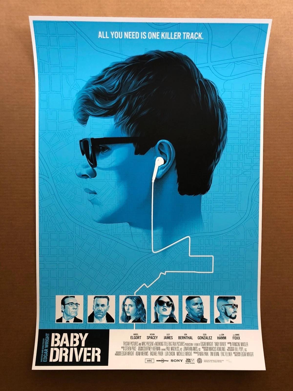 Baby Driver Variant Screen Print — Phantom City Creative (Mondo)

Edition: Limited edition of 125, hand-numbered
Artist: Phantom City Creative (Justin Erickson)
Publisher: Mondo
Print Type: Hand-pulled screen print
Dimensions: Approximately 24 × 36