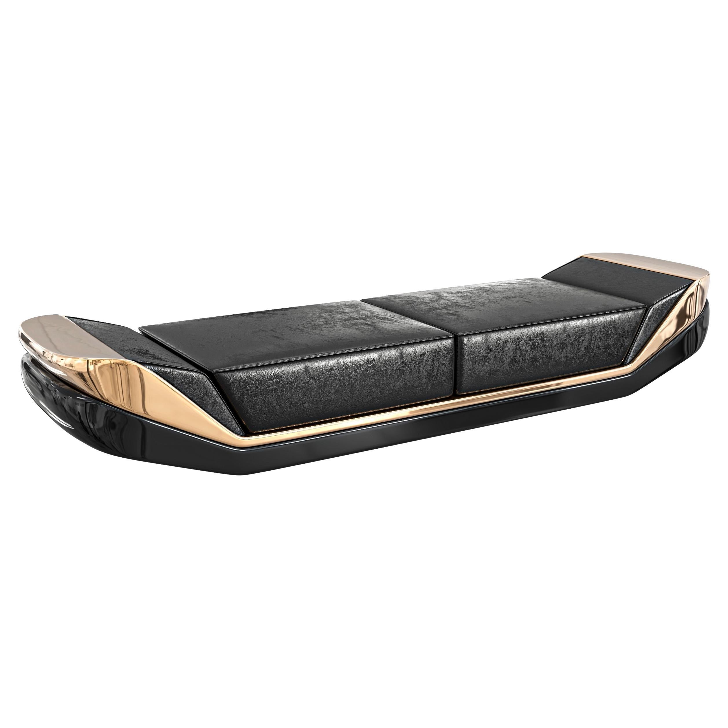 "Phantom" Daybed with Bronze and Stainless Steel, Handmade, Istanbul
