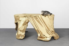 "Phantom Table" Polished Brass Console Table Entry Table by Zhipeng Tan