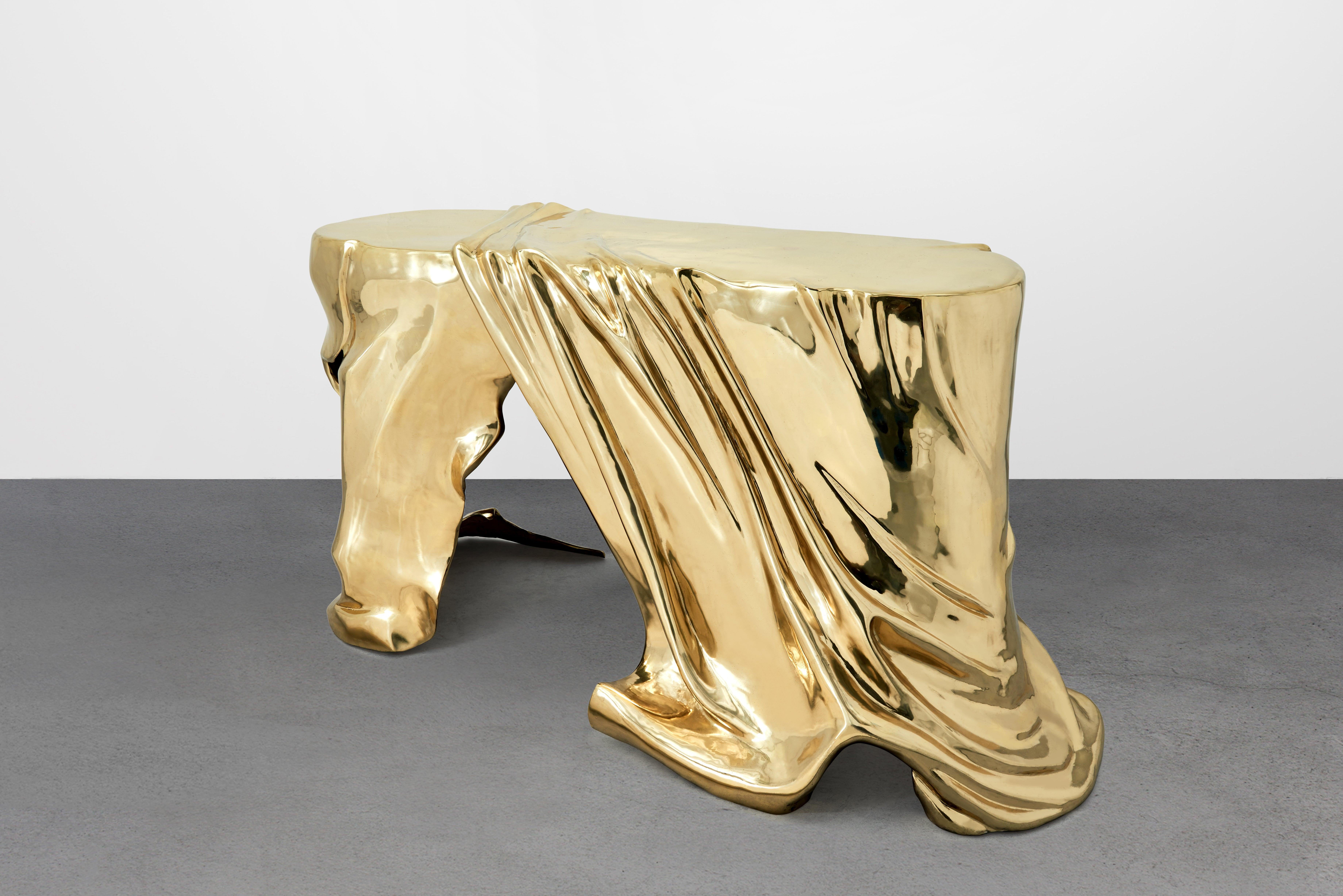 gold sequoia console table