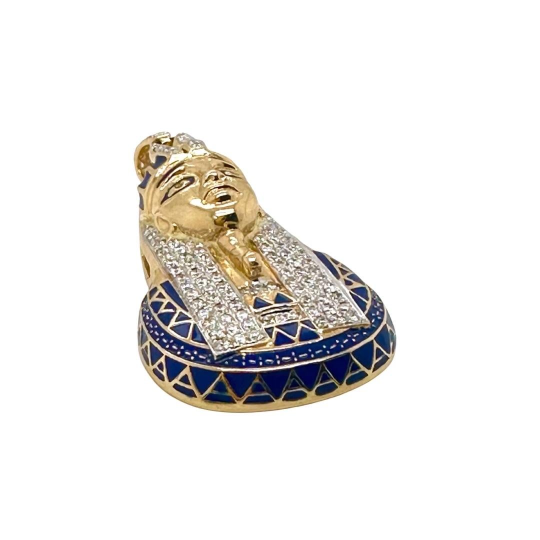 Stile: Ciondolo con smalto del faraone

Metallo: Oro giallo

Purezza del metallo: 14 carati

Pietre: 102 diamanti

Colore del diamante: G-H

Chiarezza del diamante: VS1-VS2

Peso totale dei carati (ct): 1,3 ct

Peso totale dell'articolo (g): 13.5 g