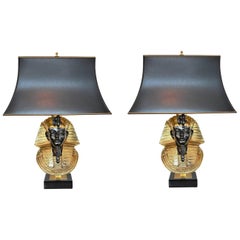 Pharaoh Table Lamps, Hollywood Regency, circa 1970