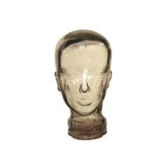 Mid-Century Modern Crystal Glass Head Shaped American Pharmacy Dispenser, 1970