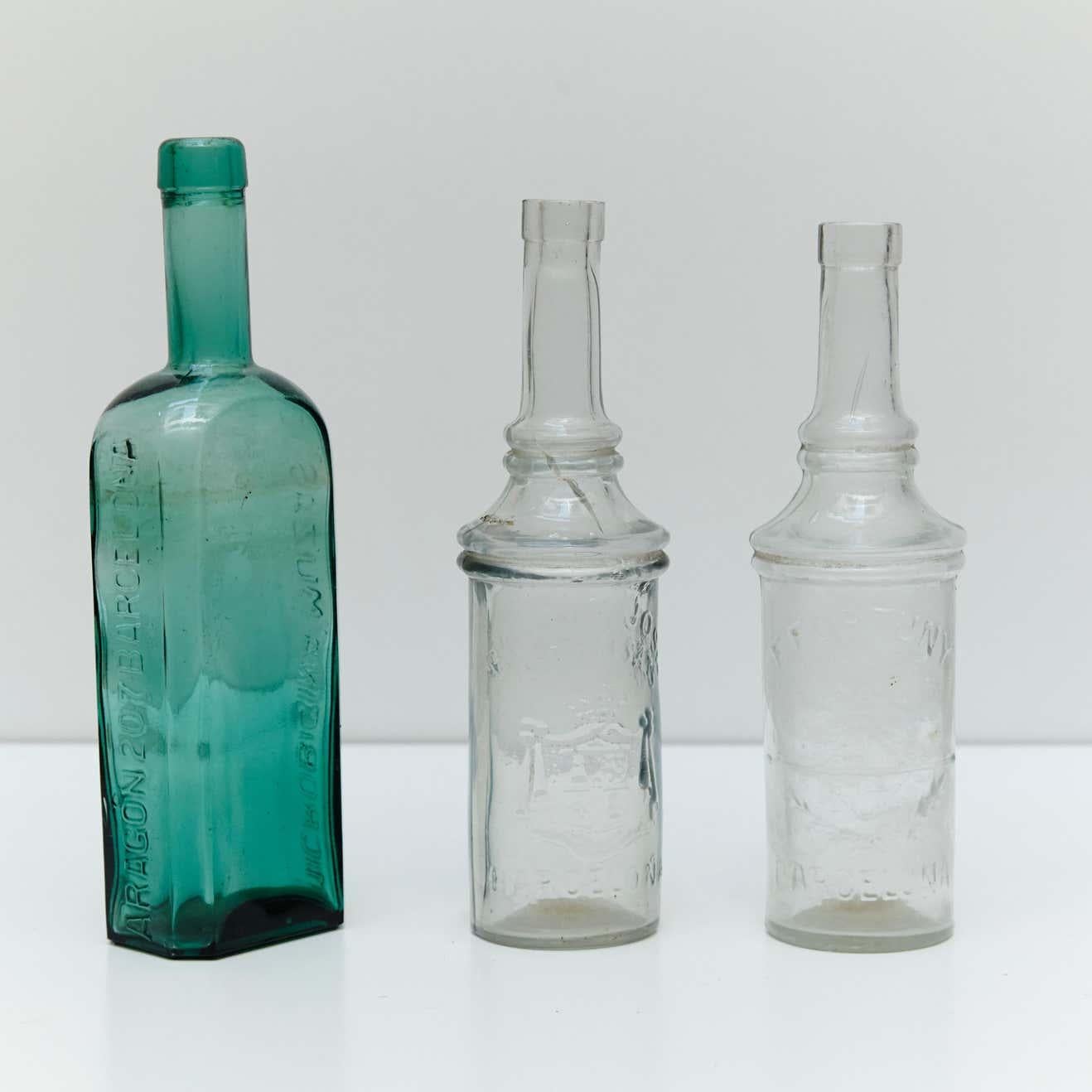 Arts and Crafts Pharmacy Glass Bottles Set from Barcelona, circa 1920 For Sale