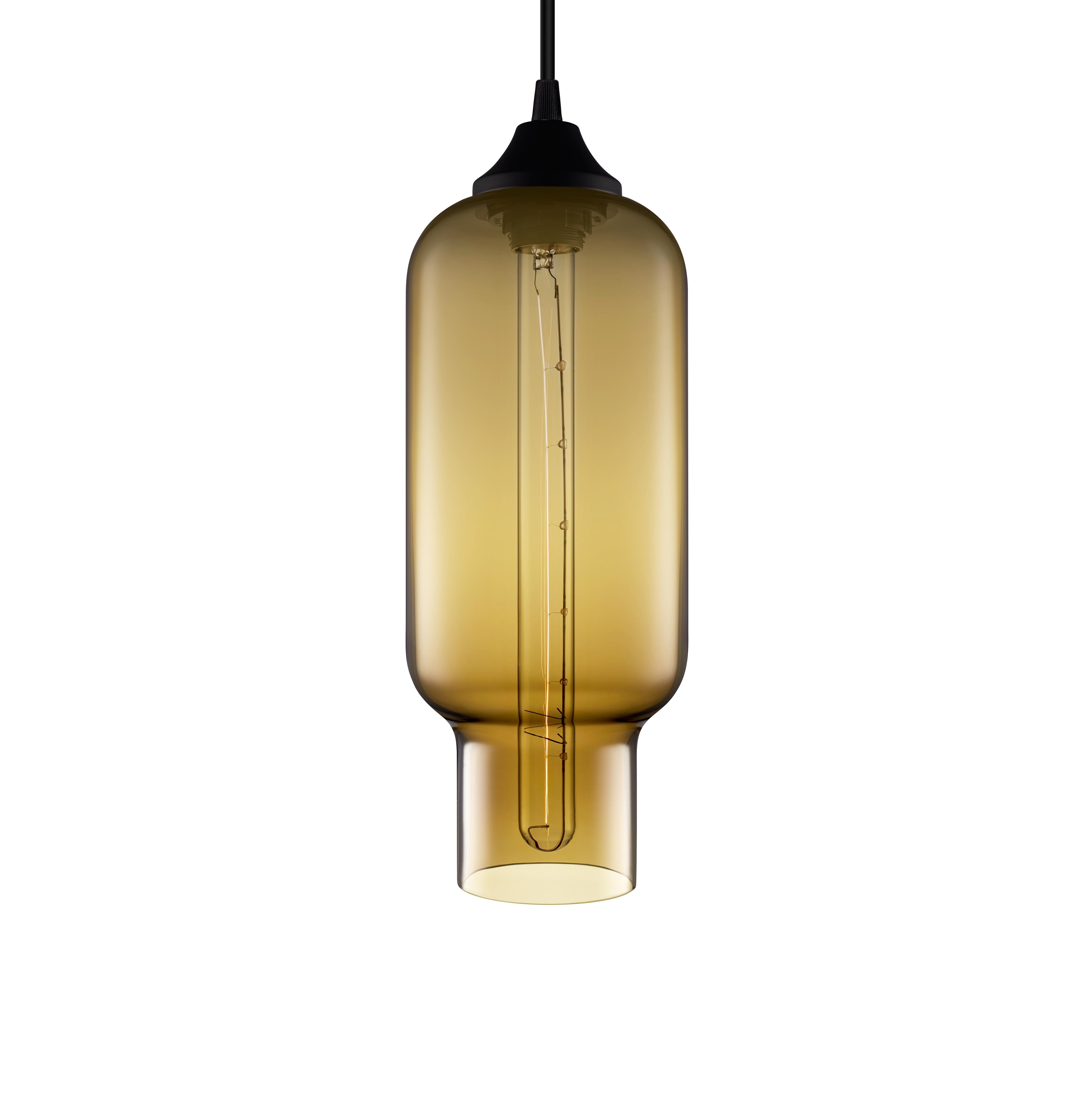 Pharos Amber Handblown Modern Glass Pendant Light, Made in the USA For Sale 1