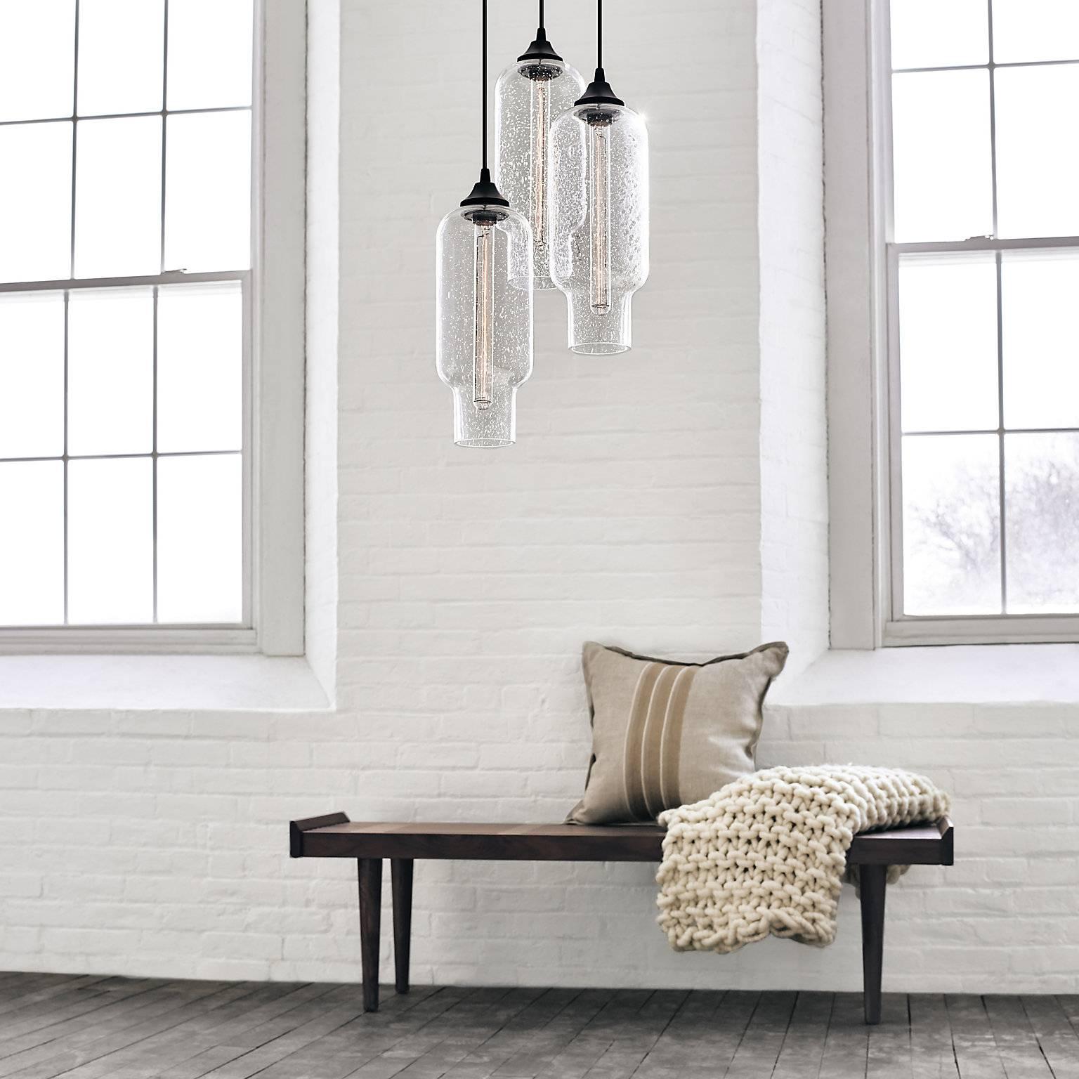 Pharos Gray Handblown Modern Glass Pendant Light, Made in the USA For Sale 4