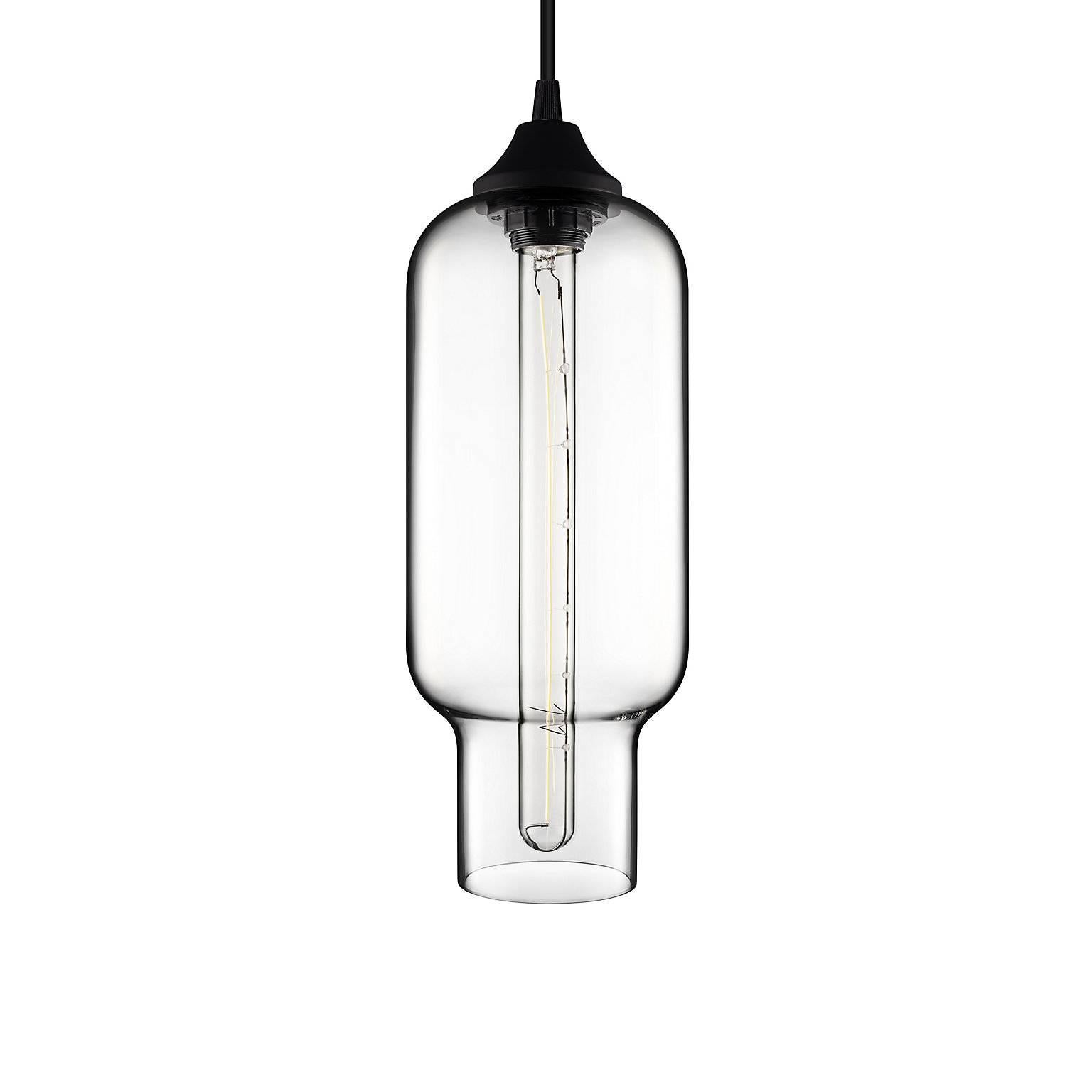 Pharos Gray Handblown Modern Glass Pendant Light, Made in the USA In New Condition For Sale In Beacon, NY