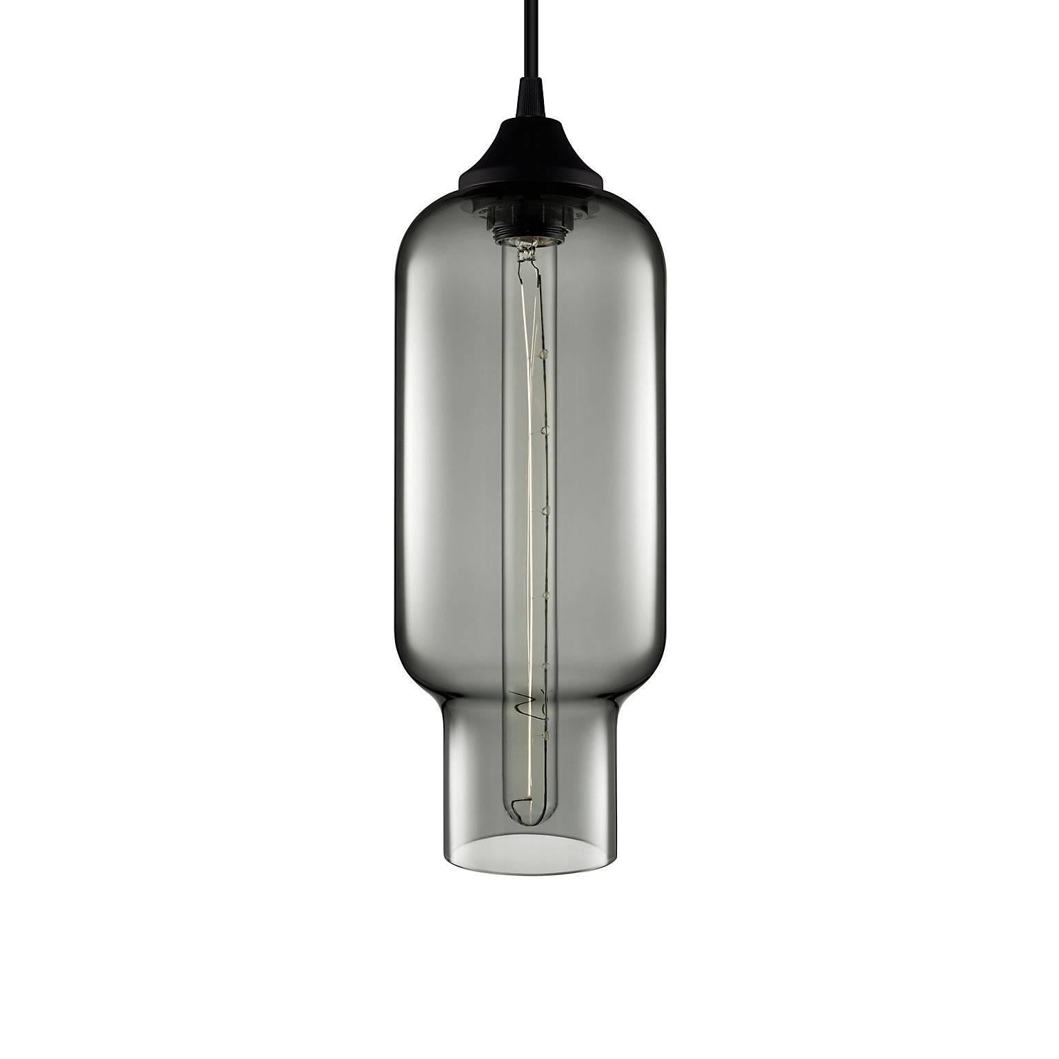 Pharos Gray Handblown Modern Glass Pendant Light, Made in the USA