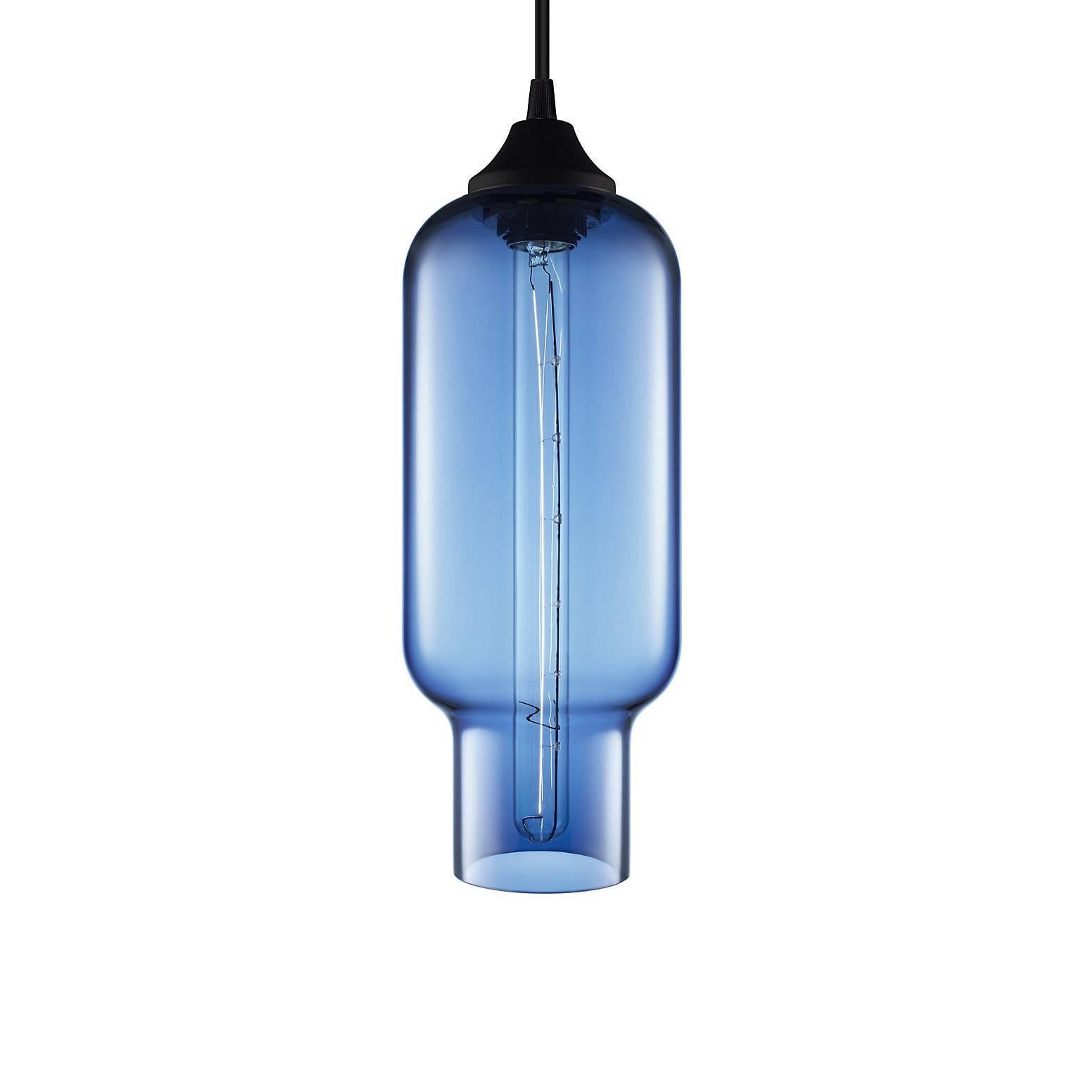 Pharos Sapphire Handblown Modern Glass Pendant Light, Made in the USA