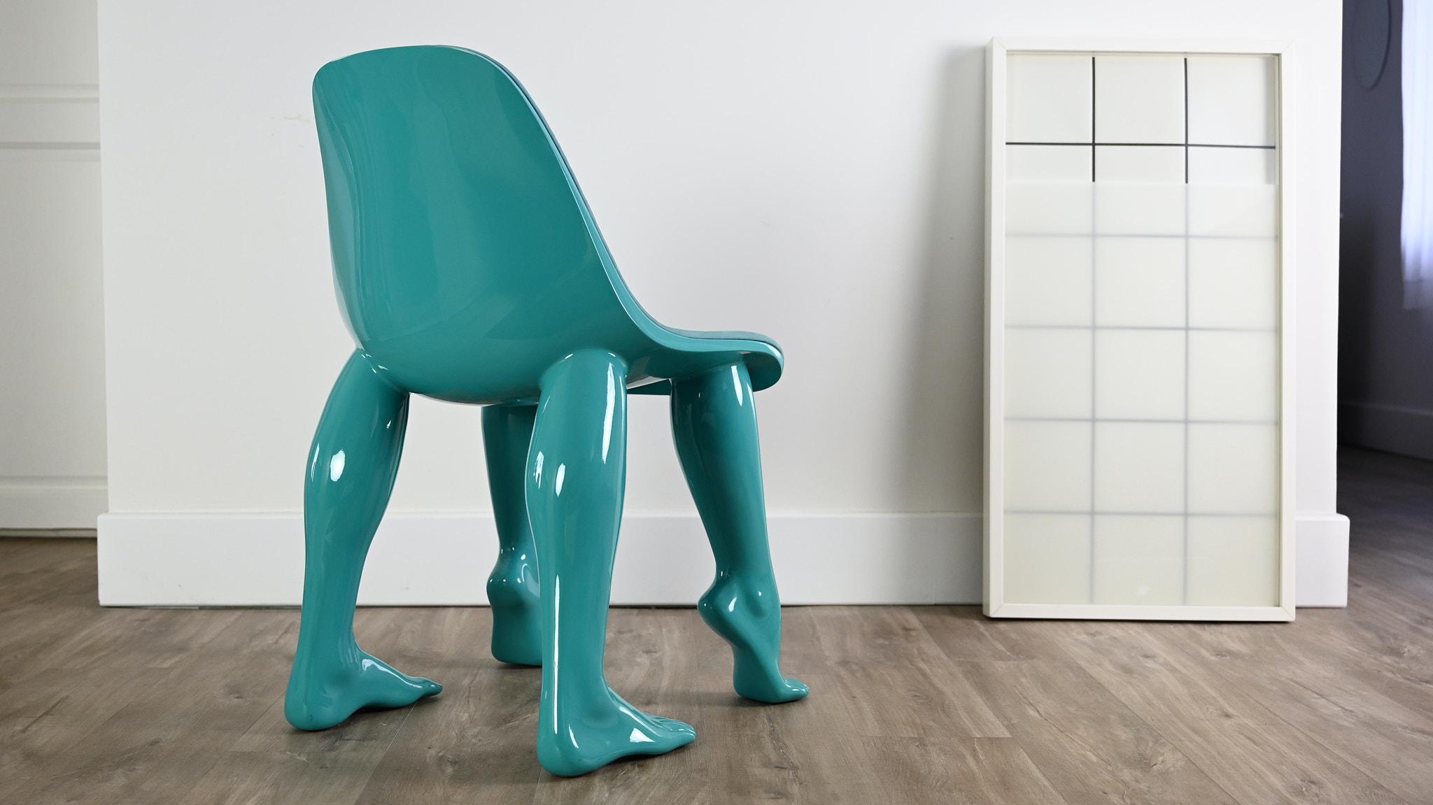 French Pharrell Williams Perspective Chair for Domeau & Pérès Resin Leather France For Sale