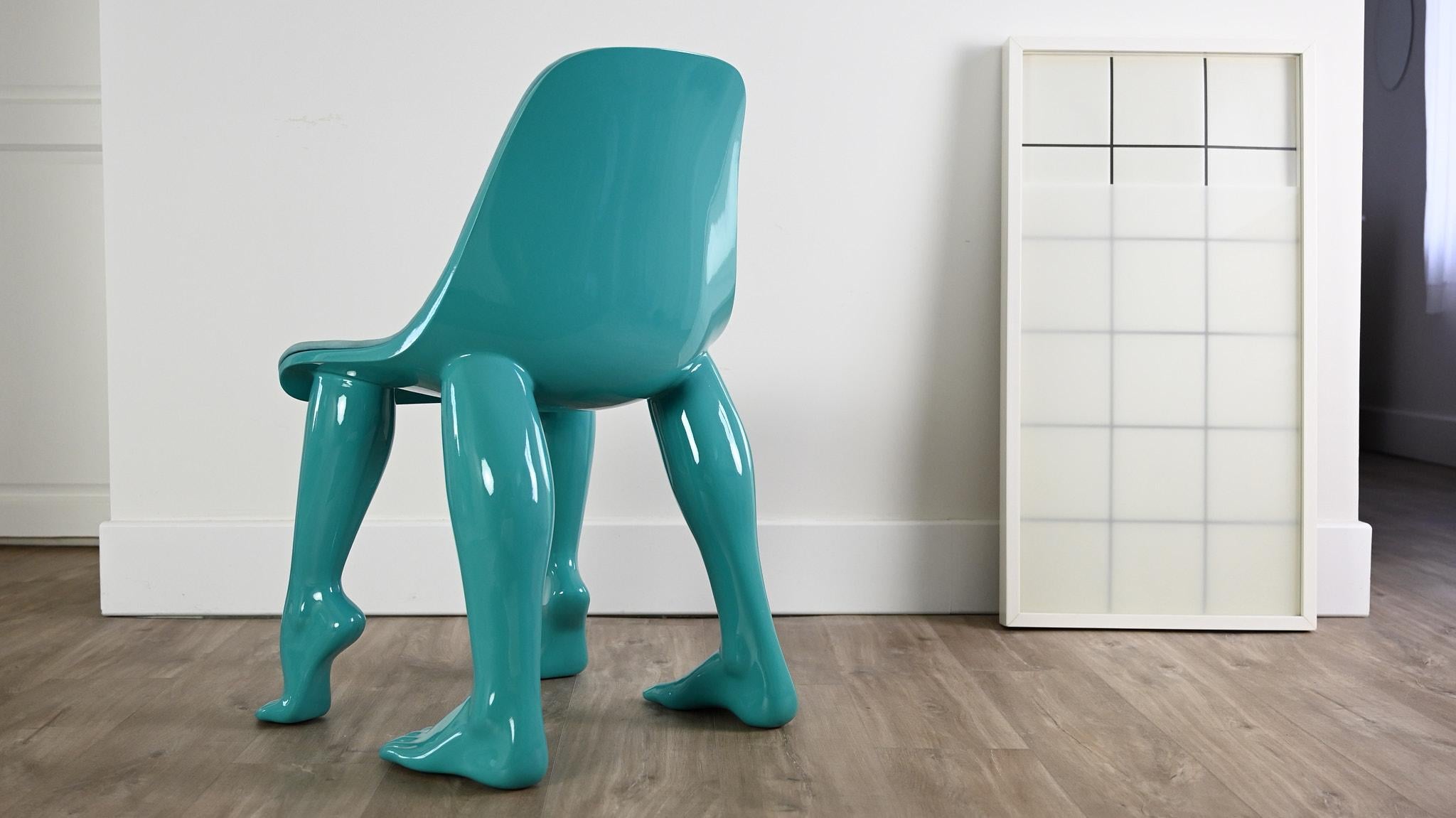 Molded Pharrell Williams Perspective Chair for Domeau & Pérès Resin Leather France For Sale
