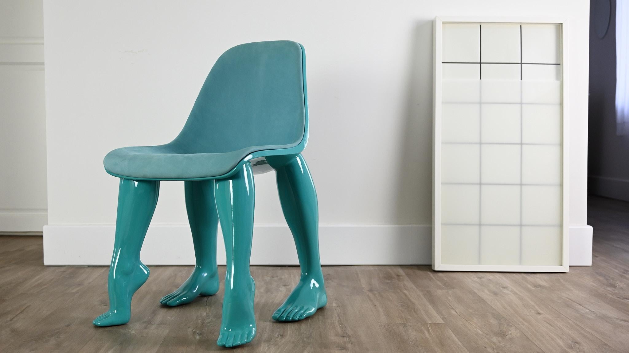 Contemporary Pharrell Williams Perspective Chair for Domeau & Pérès Resin Leather France For Sale
