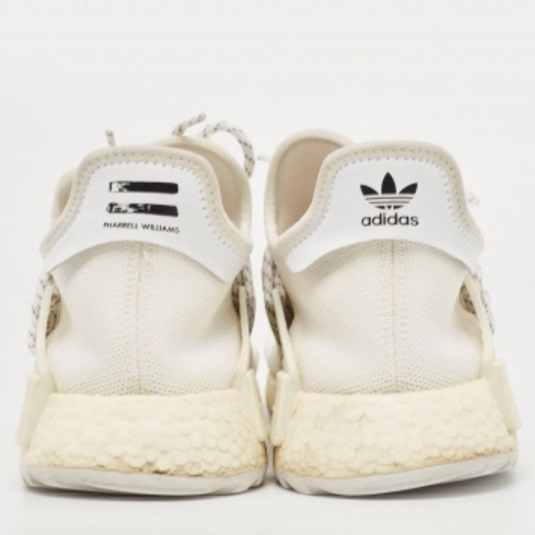 Blanc Pharrell Williams x Adidas White Knit Fabric Human Body NMD Sneakers Size 46 2/3 en vente
