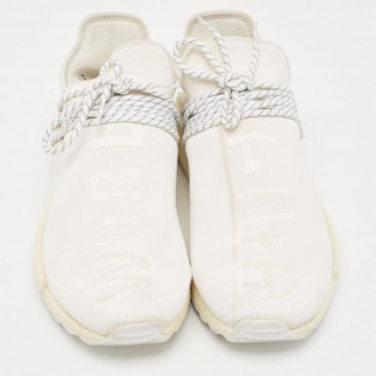 Pharrell Williams x Adidas White Knit Fabric Human Body NMD Sneakers Size 46 2/3 Pour hommes en vente