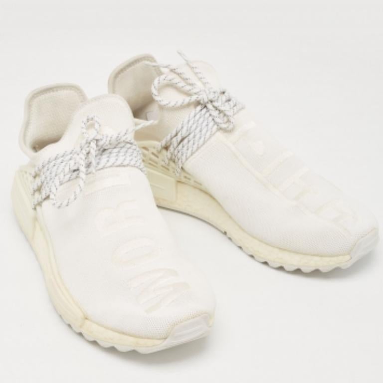 Pharrell Williams x Adidas White Knit Fabric Human Body NMD Sneakers Size 46 2/3 en vente 1
