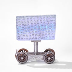 Phateon, a steel & glass train / locomotive inspired sculpture by Jon Lewis