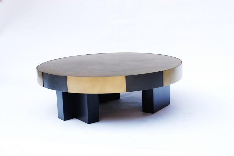 Phaux Brass Coffee Table, Signed by Stefan Leo In New Condition For Sale In Geneve, CH