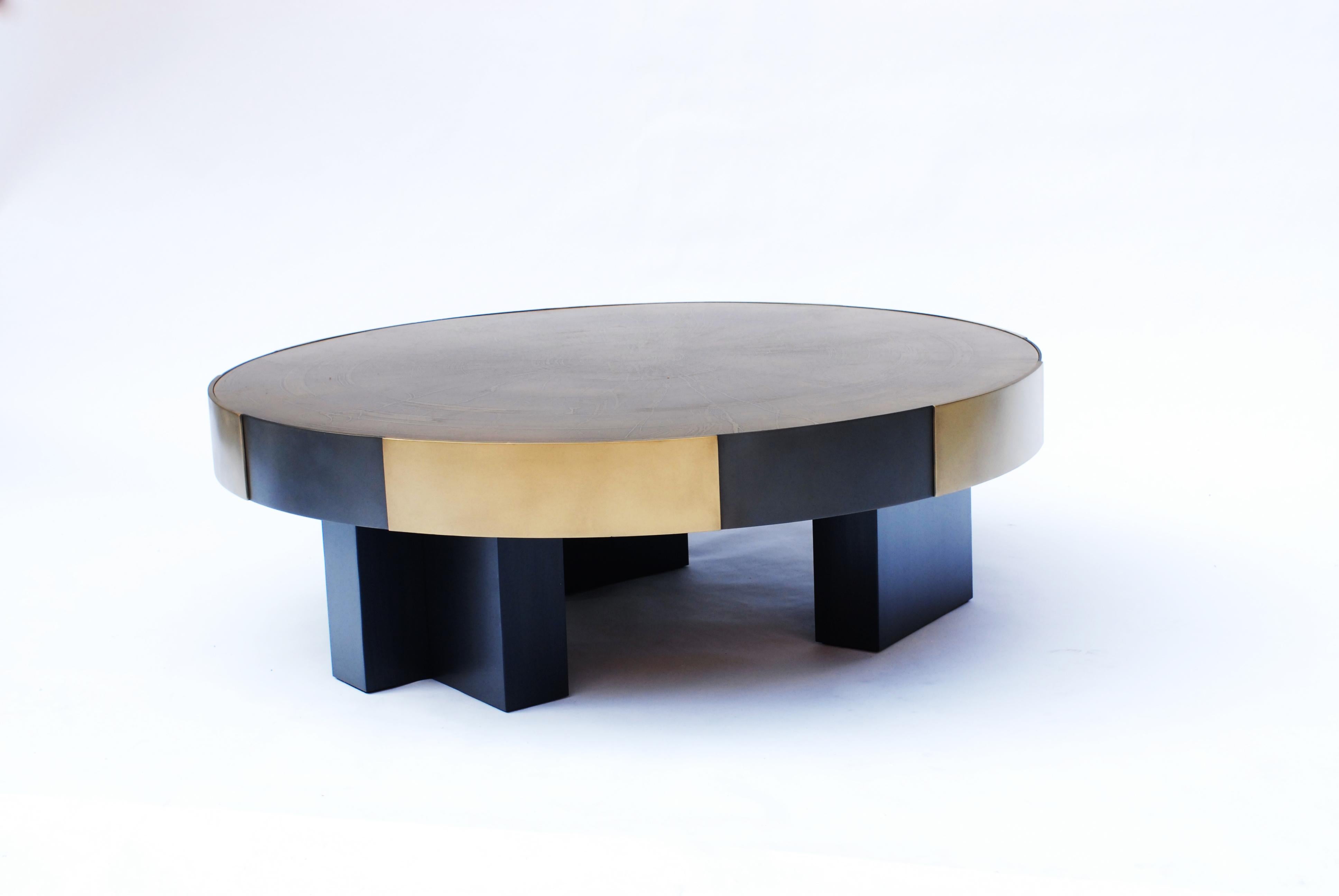 Post-Modern Phaux Brass Coffee Table, Signed by Stefan Leo For Sale