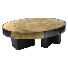 Tavolino in ottone Phaux, firmato da Stefan Leo