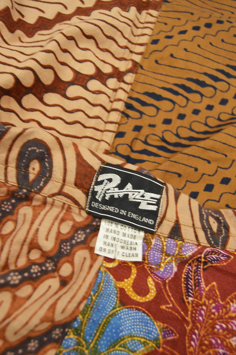 Phaze Hand Printed Indonesian Batik Patchwork Men's Vintage Long Sleeve Shirt For Sale 3
