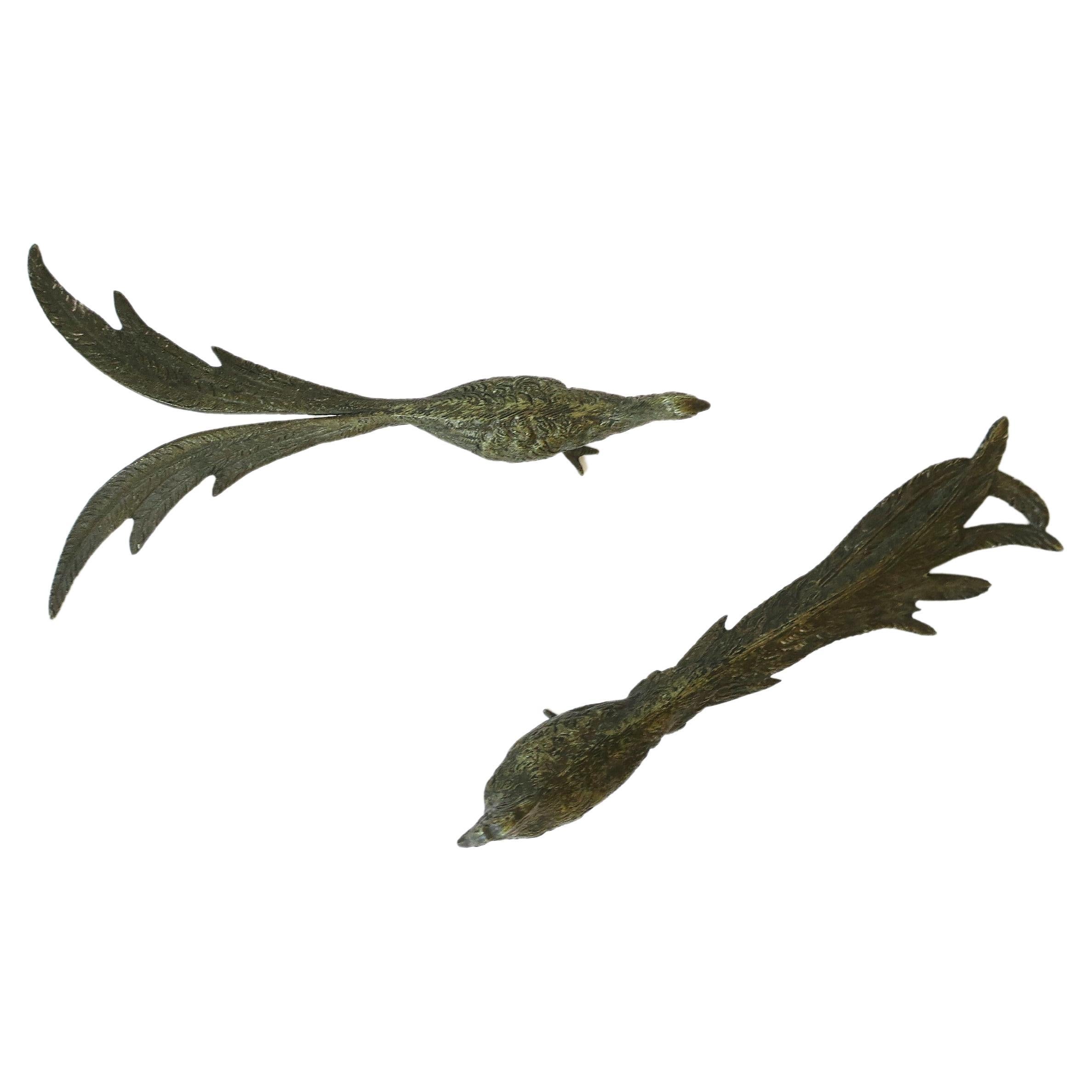 Peacock or Pheasent Birds Brass Decorative Objects, Pair In Good Condition In New York, NY