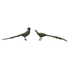Peacock or Pheasent Birds Brass Decorative Objects, Pair