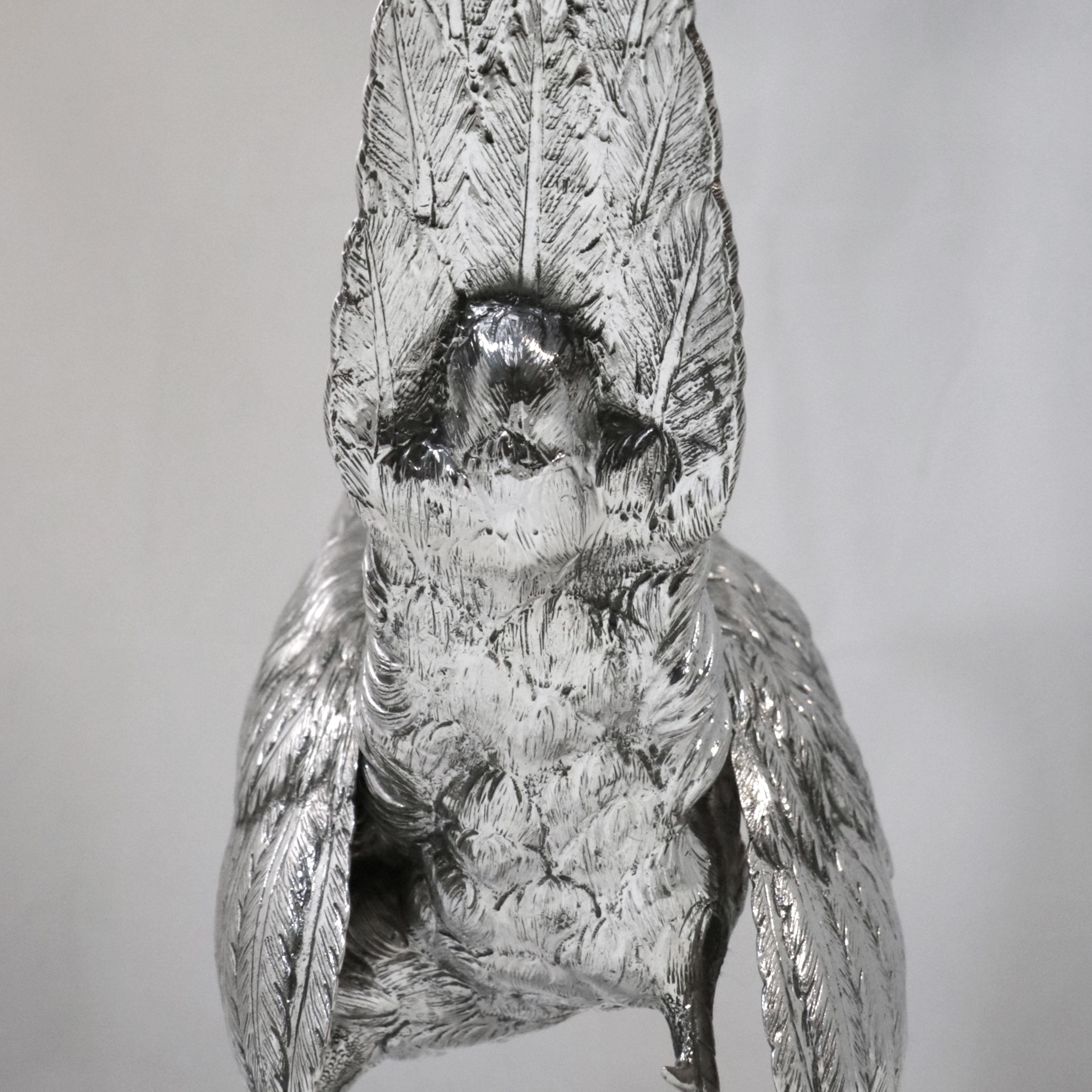 XXIe siècle et contemporain Pheasant d'Alcino Silversmith 1902 en argent sterling 925 avec bec d'os en vente