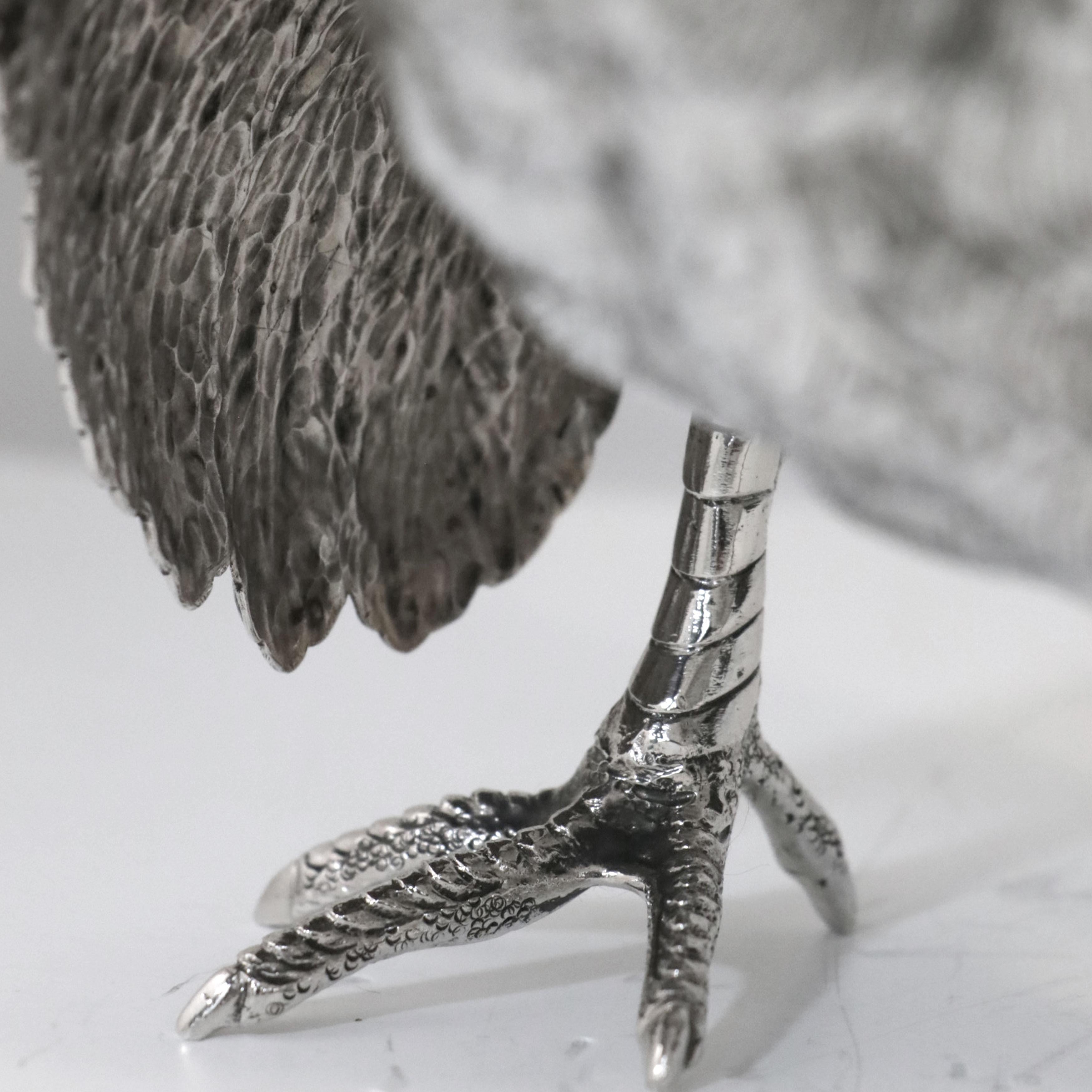 Contemporary Pheasant by Alcino Silversmith 1902 in Sterling Silver 925 with Bone Beak For Sale