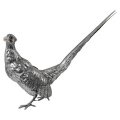 Pheasant by Alcino Silversmith 1902 in Sterling Silver 925 with Bone Beak