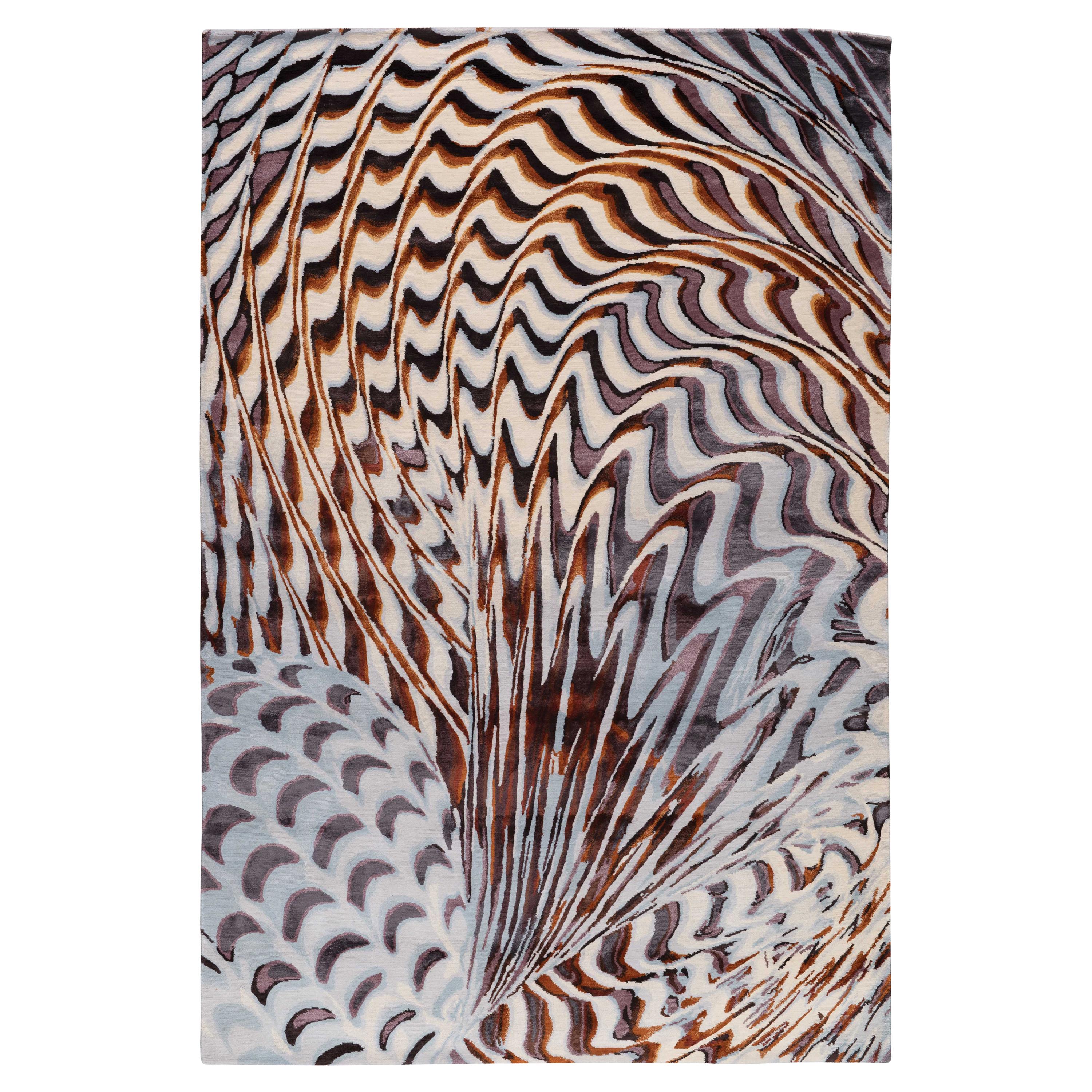  Fasan von Chihuly Handgeknüpfter Teppich aus Wolle und Seide ( 9' x 6' )
