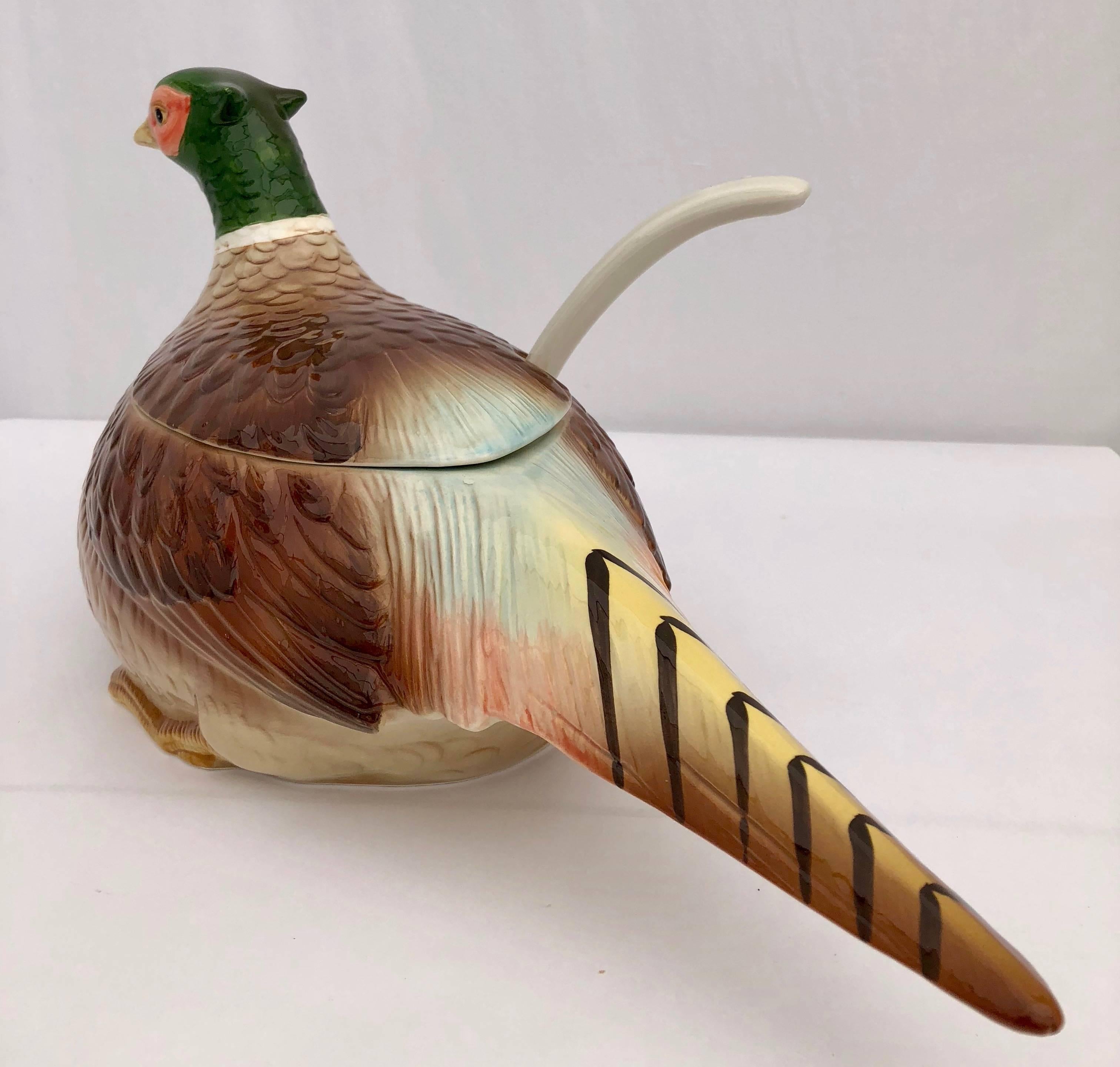 Japanese Pheasant Ceramic Soup Tureen Handcrafted by Otagiri, Japan, 1984 For Sale