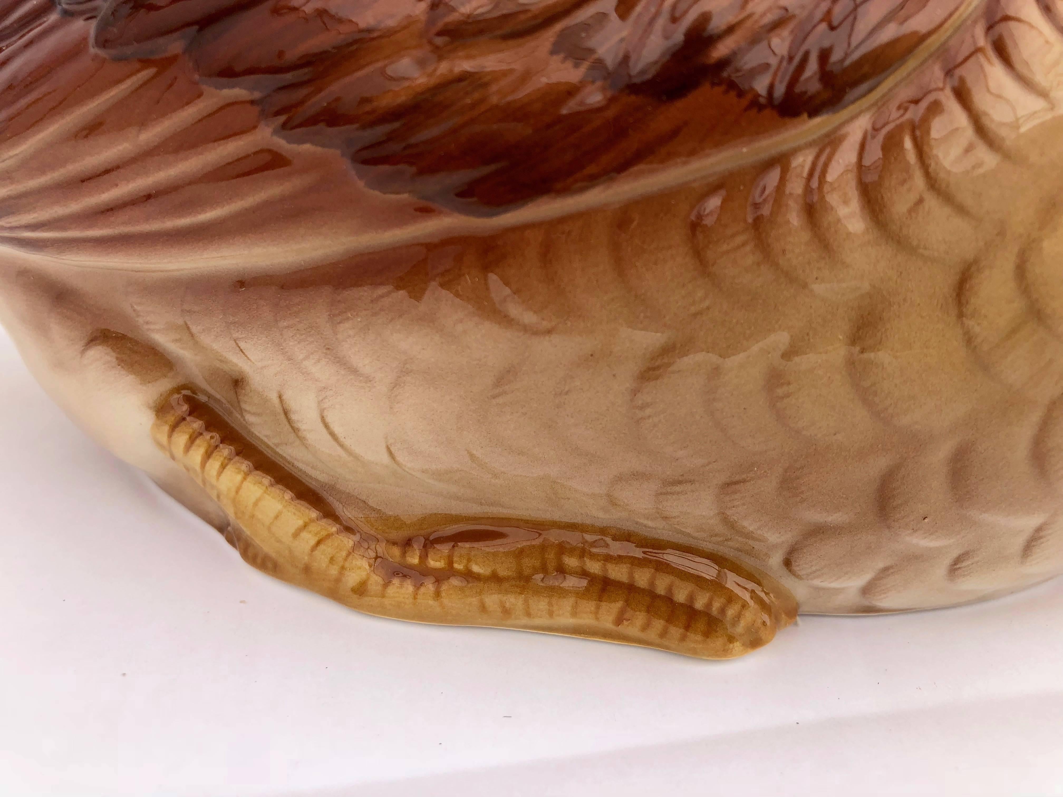 Late 20th Century Pheasant Ceramic Soup Tureen Handcrafted by Otagiri, Japan, 1984 For Sale