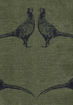 'Pheasant' Contemporary, Traditional Fabric in Camo Green