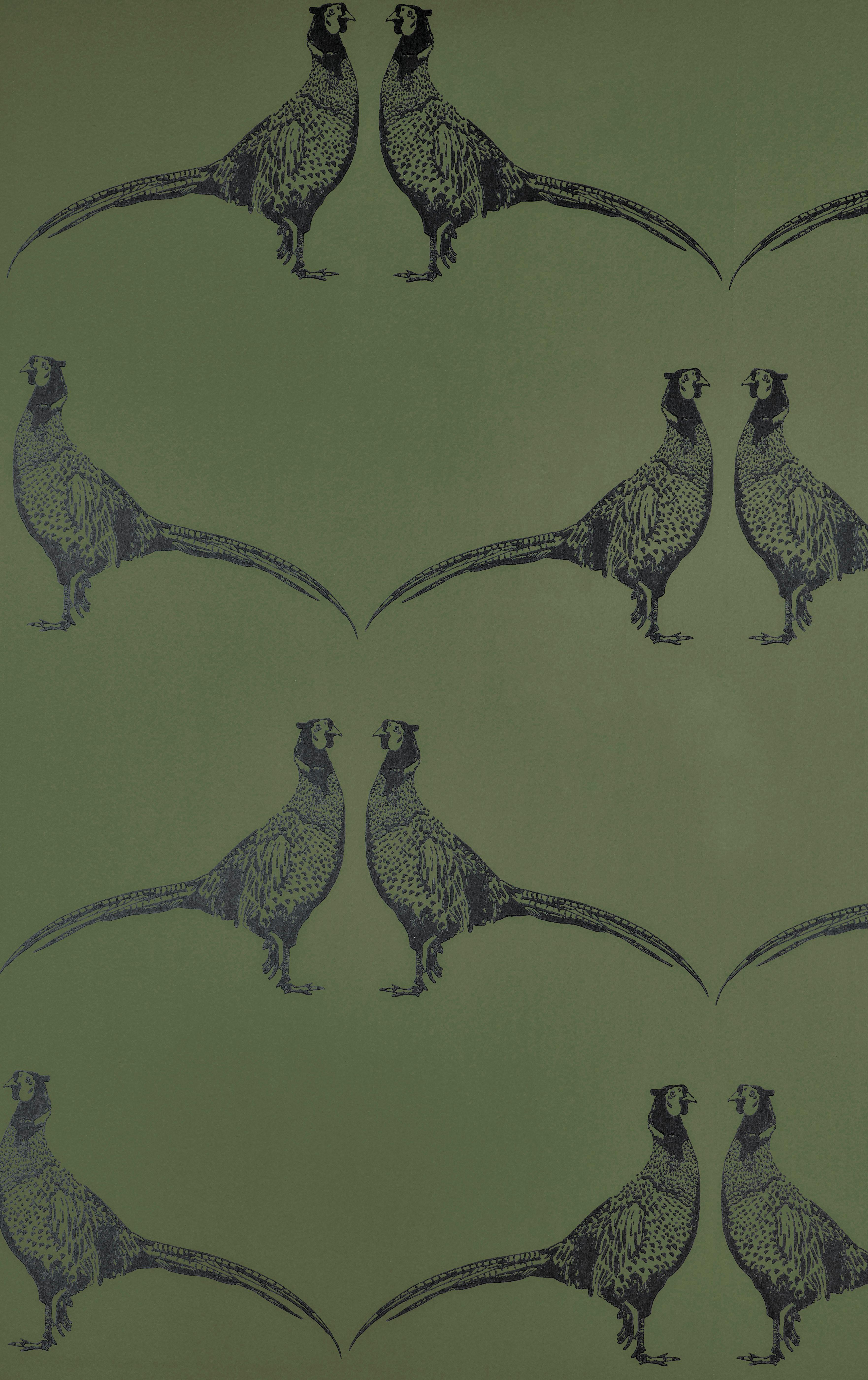 'Pheasant' Contemporary, Traditional Wallpaper in Camo Green In New Condition For Sale In Pewsey, Wiltshire