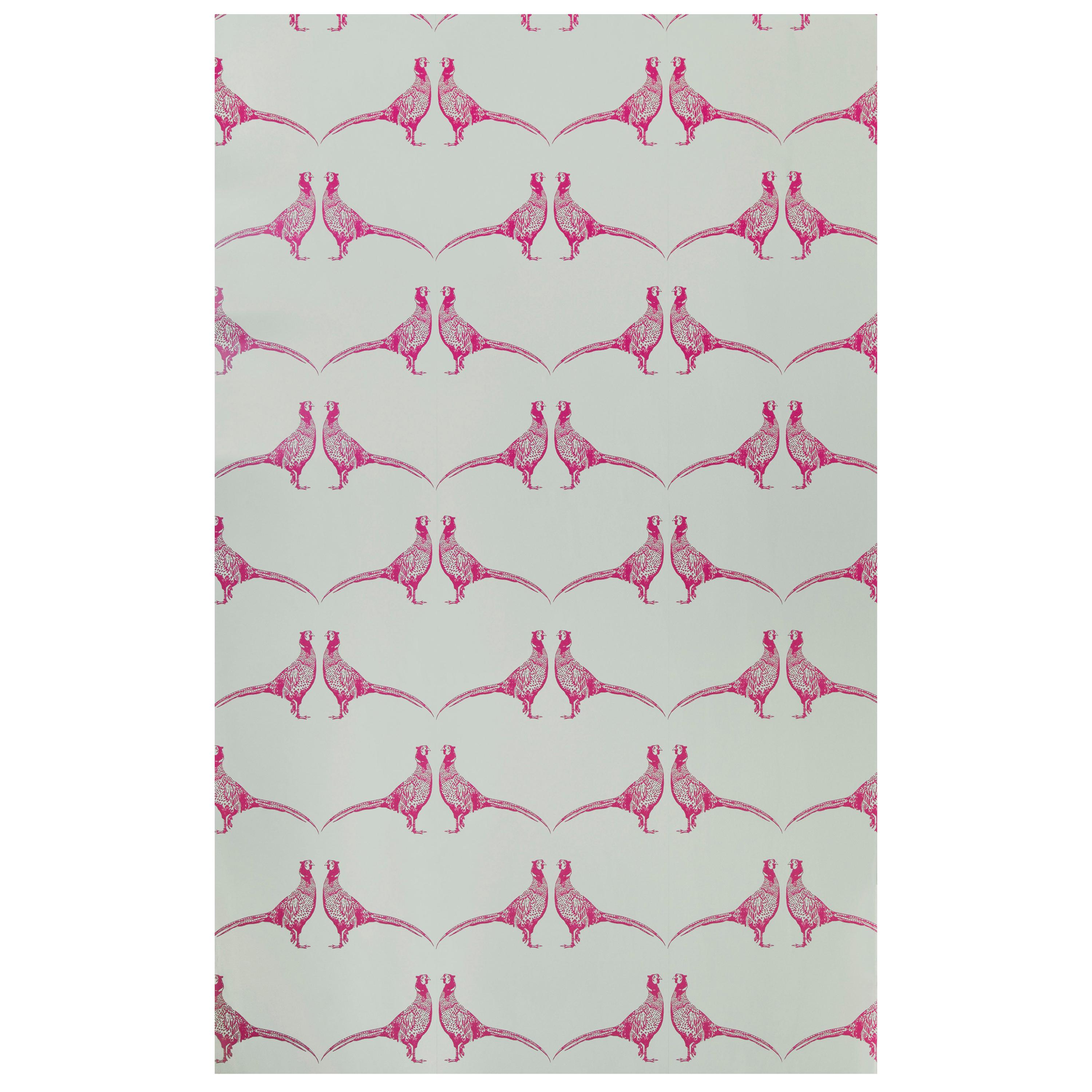 
Pheasant
 Contemporary, Traditional Wallpaper in Pink For Sale
