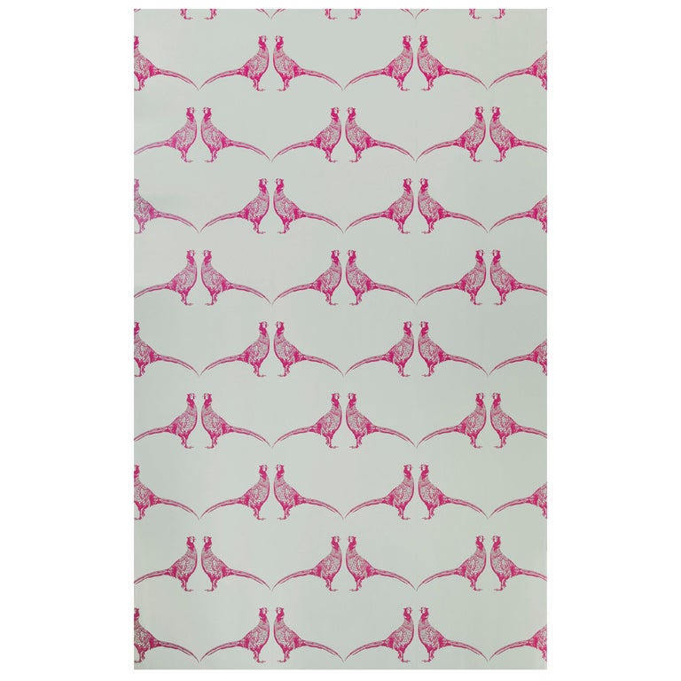 ‘Pheasant’ Contemporary, Traditional Wallpaper in Pink For Sale at