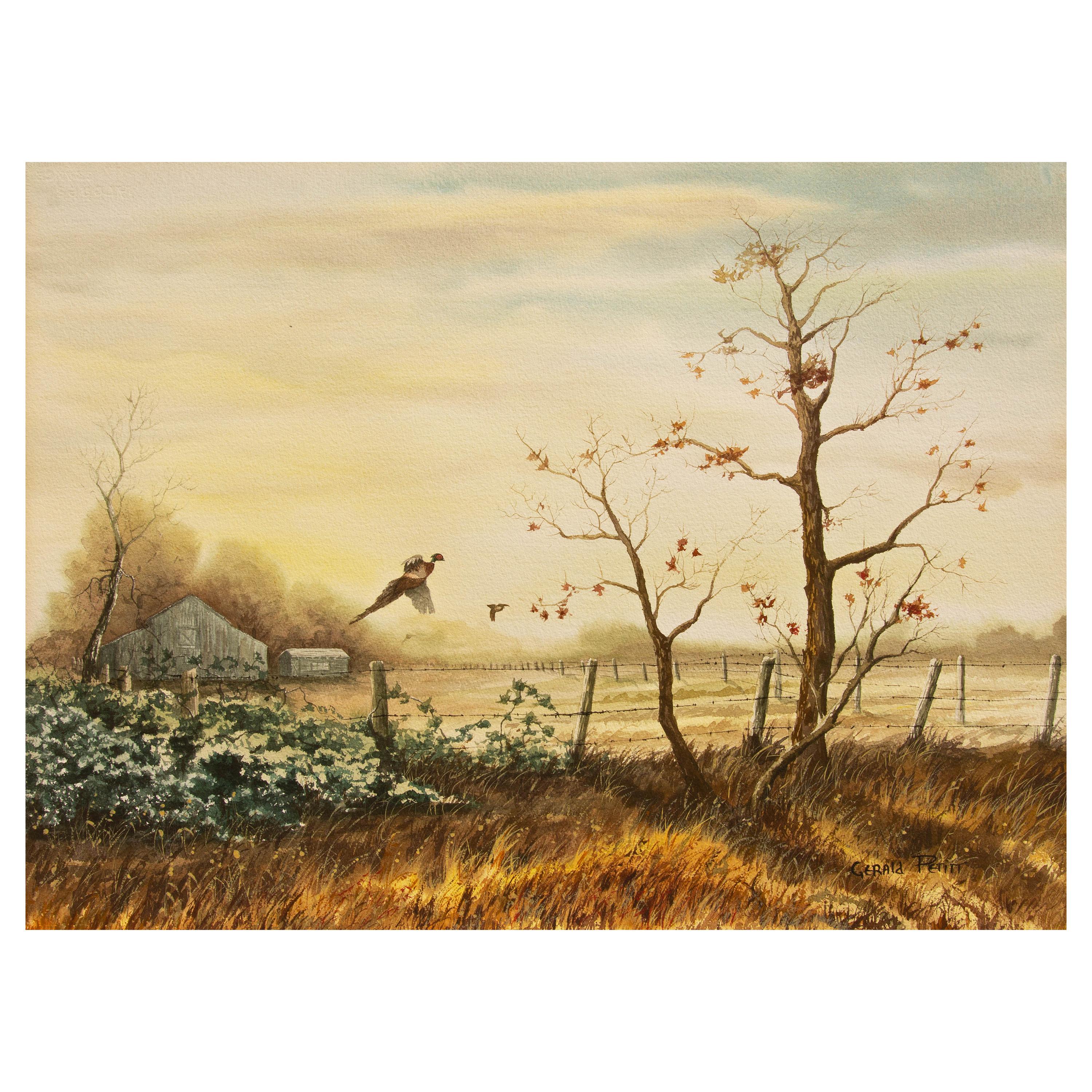 "Pheasant in Flight" Painting by Sporting Artist Gerald Pettit