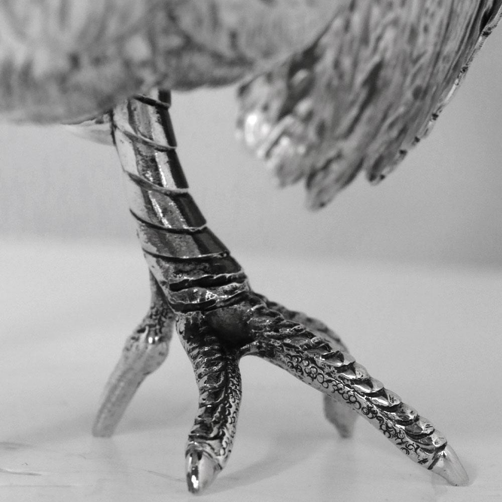 Pheasant Nº2 by Alcino Silversmith 1902 in Sterling Silver 925 with bone beak  For Sale 1
