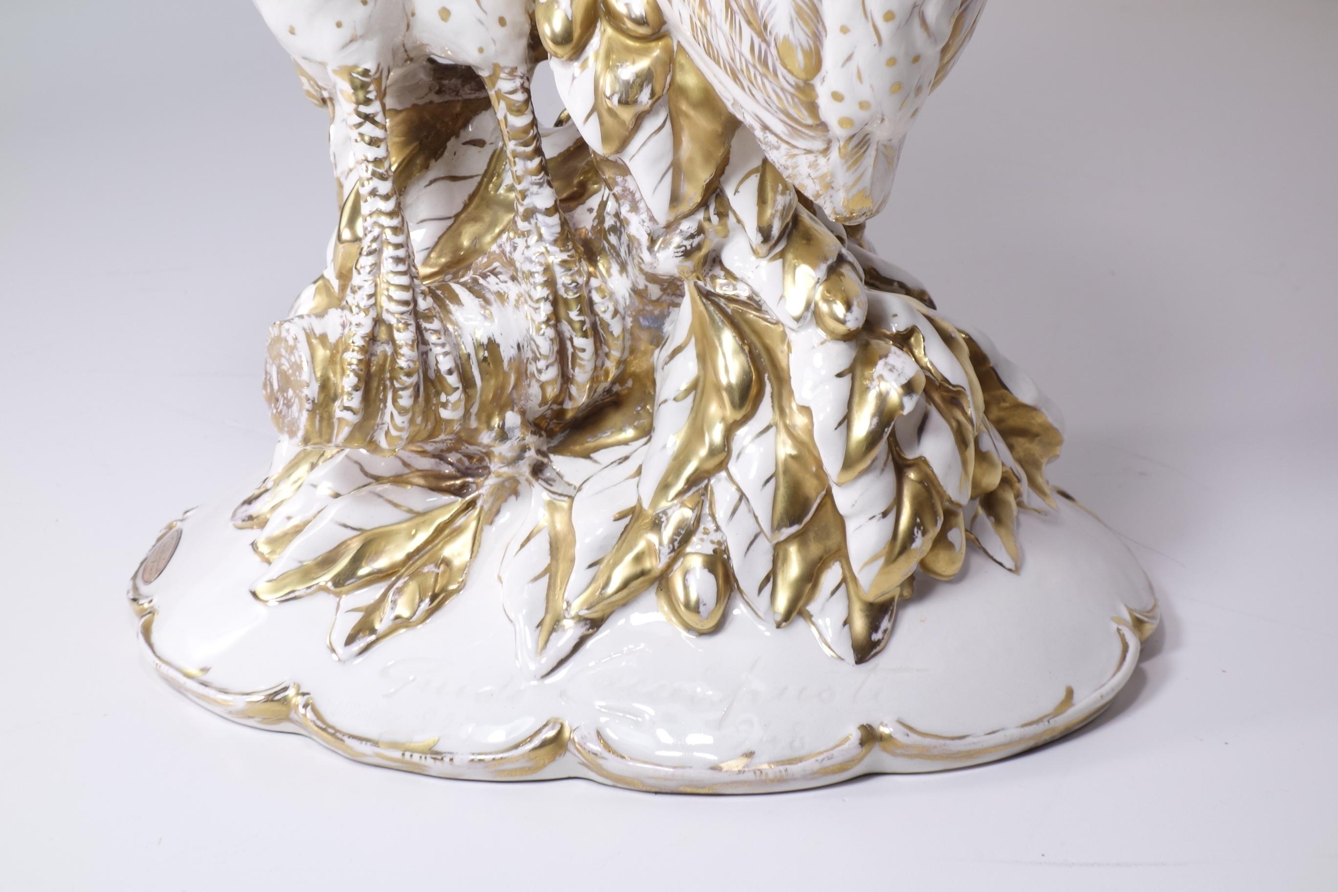 Art Déco Fagiani Guido Cacciapuoti Art Deco Figurina Animale Italiana Porcellana Ceramica in vendita