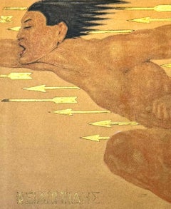 "Fidippide, l'originale uomo di Maratona", dipinto Art Deco dell'eroe greco, 1932