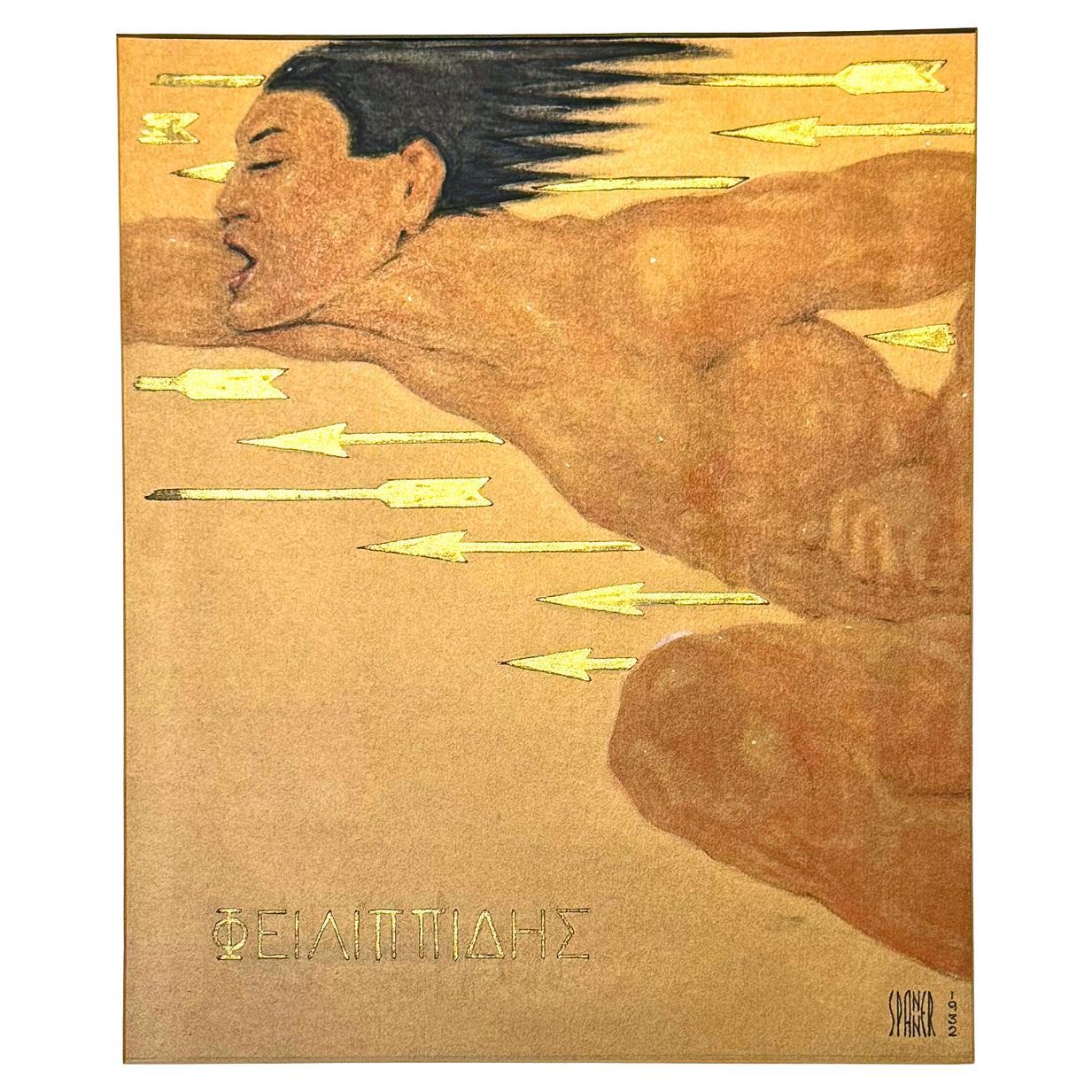"Pheidippides, Original Marathon Man", Art Deco Painting of Greek Hero, 1932 For Sale