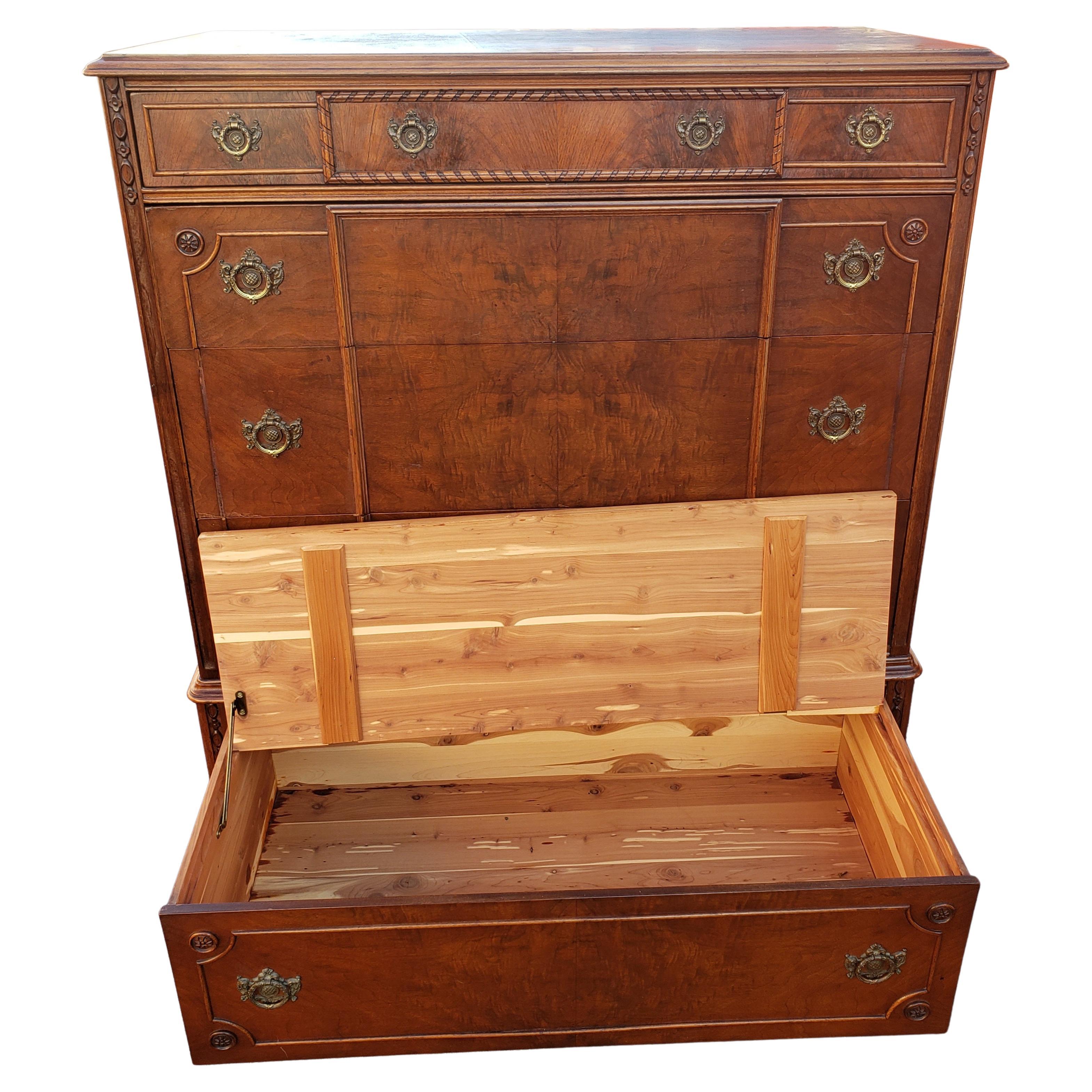 Renaissance Revival Phenix Furniture Chest of Drawers with Integrated Mirror and Cedar Lined Drawer
