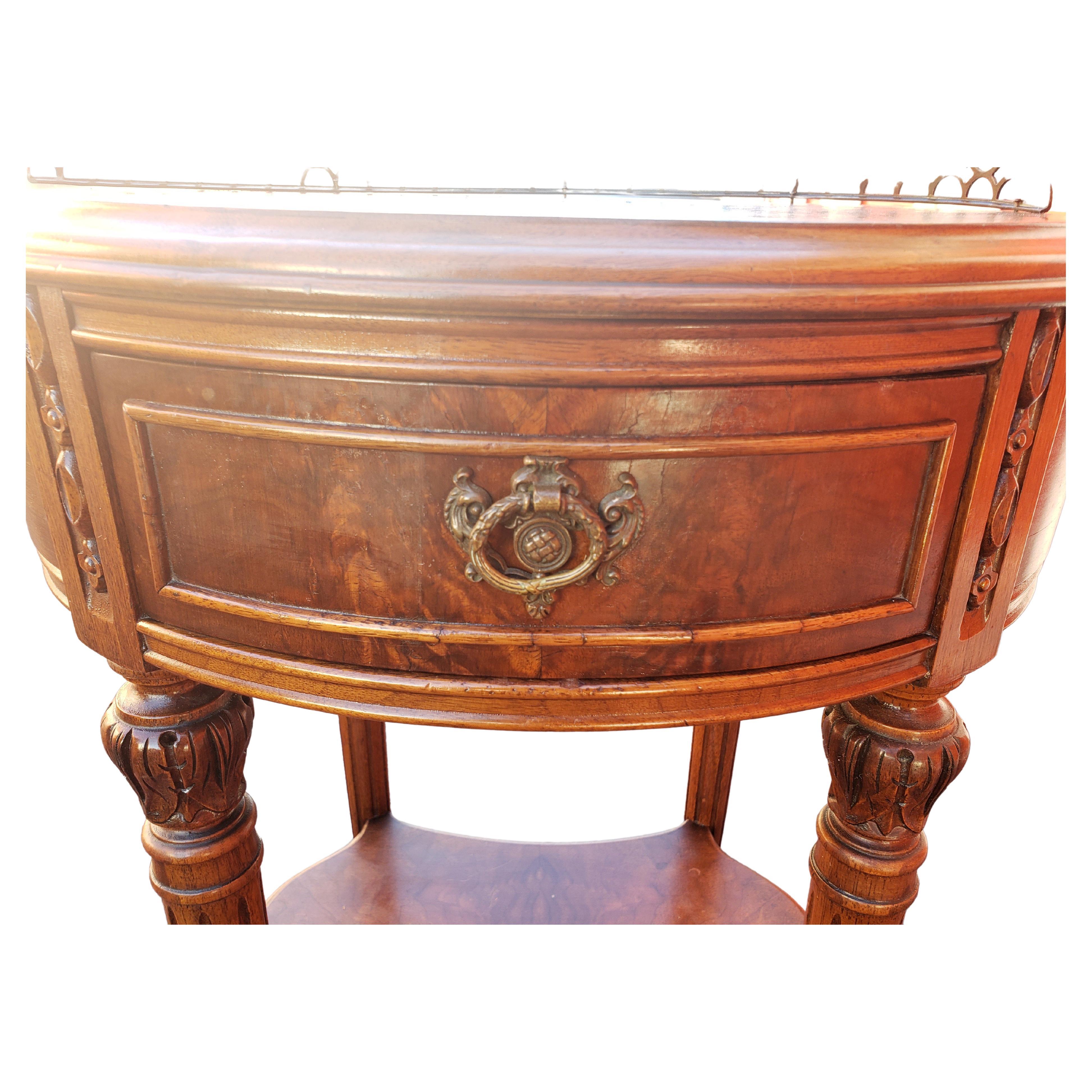 Brass Phenix Furniture Renaissance Revival French Side Table Nightstand, circa 1910s