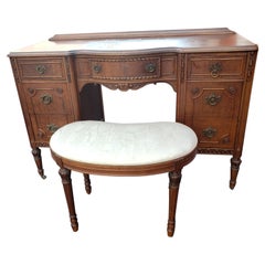 Phenix Furniture Renaissance Revival Walnut Vanity with Mirrors, Circa 1910s