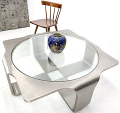 Phenomenal 1" Thick Bent Stainless Steel Square Coffee Table Glass Top